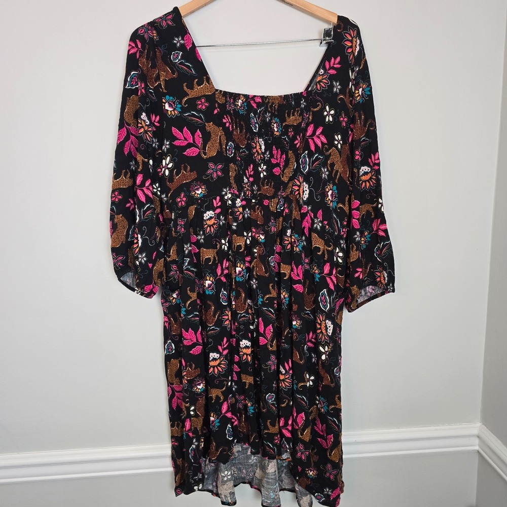 NWT‎ Torrid Leopard Floral Twist Front Mini Dress 2X 18-20 Boho Festival Pockets - Picture 10 of 12